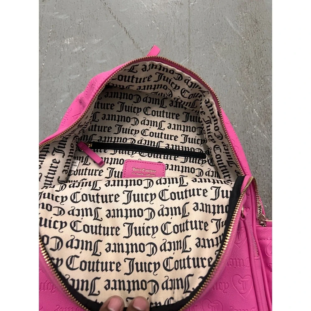 Juicy Couture Wordplay Backpack Womens Pink Debossed Logo Shoulder Bag See‎ Pics